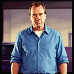 bryan cranston in the style of grand theft auto cover art