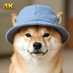 shiba inu wearing funny hat, 4k