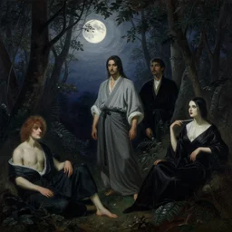 wuxia, forest, moonlight, painting by gaston bussiere, craig mullins, j. c. leyendecker, artgerm, agostino arrivabene, vanessa beecroft, ankazhuravleva