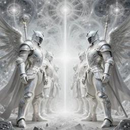 the army of white light and paladins, fantasy character portrait made of fractals facing each other, ultra realistic, wide angle, intricate details, the fifth element artifacts, highly detailed by peter mohrbacher, hajime sorayama, wayne barlowe, boris vallejo, aaron horkey, gaston bussiere, craig mullins