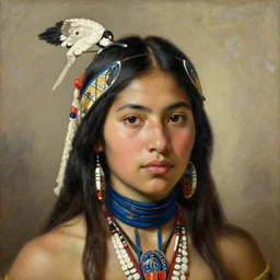 beautiful face women jibaro headhunter, coherent, detailed, intricate, neoclassic oil painting, pollock, jacques - louis david, 8 k resolution,