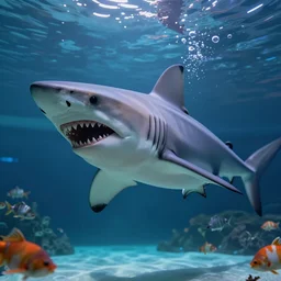 shark anthony, in the style of fvckrender, ultra super mega photorealistic, portrait, unreal engine 5, aquarium,