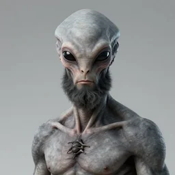 portrait from a handsome masculine bearded extraterrestrial man, gray alien, trending on artstation