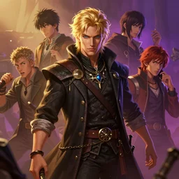 portrait of handsome man, blonde hair mage, gloomhaven, dynamic lighting, gaudy colors, octane render aesthetic, matte painting concept art, official fanart behance hd artstation by jesper ejsing, by rhads and makoto shinkai and lois van baarle and ilya kuvshinov and rossdraws