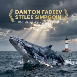 a single whale in sea, lighthouse ， extremely detailed, sharp focus, wide view, full body shot, smooth, digital illustration, by danton fadeev, steve simpson