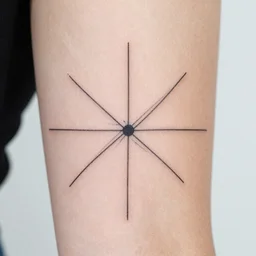 a minimalistic thin line tattoo sketch representing interconnection of intellectual and spiritual origins of existence, straight patterns vs organic patterns, high detail