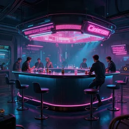 photo environment cyberpunk bar : 4, 4 k rtx hdr volume light concept studio matte painting environment digital illustration style cyberpunk 2 0 7 7 artstation, by artur tarnowski, by mihai muscan, by marcin tomalak, by marta leydy, by marcin stepien, by charlotte hughes, zuzanna dabrowa, neon bioluminiscence
