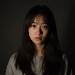 a young woman portrait photo. low key light.