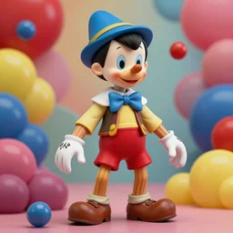 pinocchio, made of colored things, vivid dynamic composition, by jeff koons, surreal, overblown vibrant colors, masterpiece, physical based rendering, featured on pixiv, octane renderer, trending on pinterest