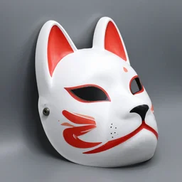 fine art photography of kitsune mask from japan, still life, natural lighting, studio, upward side view, iso 1 0 0, shutter speed 1 2 5, aperture 8, award winning