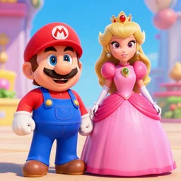 super mario and kim kardashian princess in pixar animated movie 4k octane render