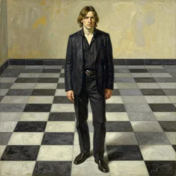 checkered floor with travis bickle by edward burne - jones