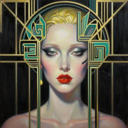vaporwave agent smith art deco portrait, an ultrafine detailed painting by rafal olbinski, thomas cole, behance contest winner, pop surrealism, detailed painting, very detailed, minimalist, skeuomorphic, airbrush art