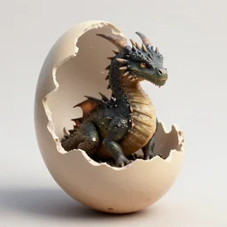 a DRAGON hatching from an egg, hyper realistic, fantasy art