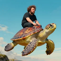jack black riding a sea turtle, majestic, fantasy art, hd, stunning, trending