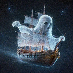 ghost ship sailing through space ,highly detailed, 4k, HDR, award-winning, artstation, octane render