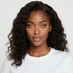black woman with golden eyes and wavy hair, white t - shirt, jacket over top, freckles, trending on artstation, digital art, illustration, high quality drawing