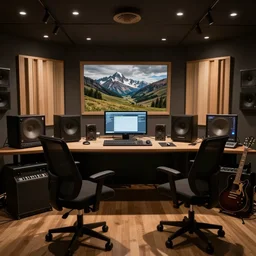 a caveman recording studio.