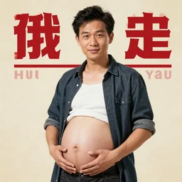 Chinese propaganda poster showing a pregnant man