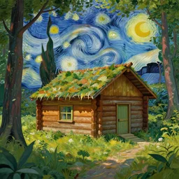[ a log cabin in the forest ] [ van gogh ] [ volumetric ]