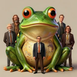 anthropomorphic highly detailed group portrait of funny mr bean neon giant cute eyes frog, intricate, elegant, highly detailed, digital painting, artstation, concept art, smooth, sharp focus, illustration, art by artgerm, bob eggleton, michael whelan, stephen hickman, richard corben, wayne barlowe, trending on artstation and greg rutkowski and alphonse mucha, 8 k