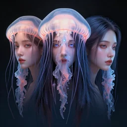 3 d photo - realistic face portrait of a goddess jellyfish by aykut aydogdu and alena aenami, octane render