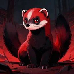 red - and - black weasel / stoat fursona ( furry fandom ), neo - noir setting, detective fiction cover art style