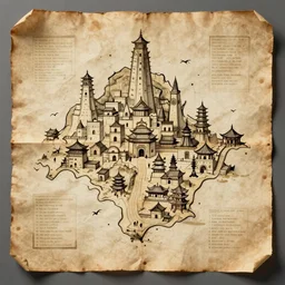 “ hand drawn map of a fantasy city on papyrus, traditional art, realistic ” n 6