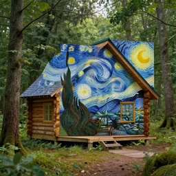 [ a log cabin in the forest ] [ van gogh ] [ modern ]