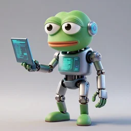 futuristic pepe, artstation, anfas, 3 d, modern, hyper detailed, robot, programming
