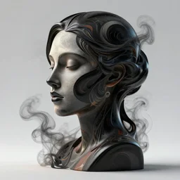 epic concept art. abstract female face silhouette mixing with black and color liquid fluid. abstract sculpture. anamorphic art deco swirls. smoke simulation, vfx, cinema 4 d, tyflow. masterpiece, michelangelo. concept art, matte painting. greg rutkowski, wlop, victo ngai, kandinski