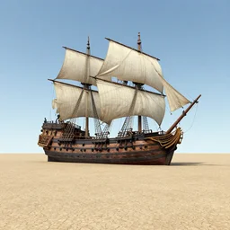 a wrecked full sail fifteenth century carrack at the bottom of a dried - up lake in an ivory desert, evangelion, kyoto animation still, intricately detailed features, digital painting, yoshiyuki sadamoto