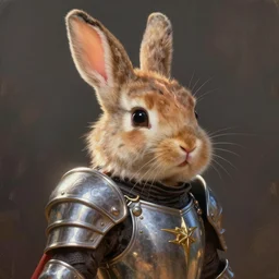 a cute rabbit knight, digital painting by Mark Ryden