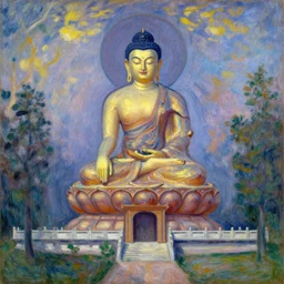 temple, buddhism, painting by greg rutkowski, artgerm, claude monet, j. c. leyendecker