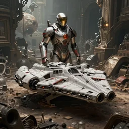 concept art prometheus, millennium falcon from star wars in ancient alien junkyard - n 5