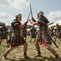 gopro footage of a roman soldier fighting a dacian soldier, detailed, video footage, 4 k, amazing details, digital photography, clear anatomy, cinematic