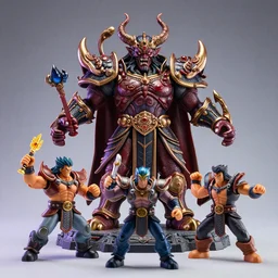 hyperrealistic rendering, epic boss battle, ornate supreme demon overlord, by art of skinner and richard corben and jeff easley, product photography, action figure, sofubi, studio lighting, colored gels