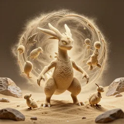 ( sand pokemon ) creature creature in a rocky desert, backlit : by michal karcz, daniel merriam, victo ngai and guillermo del toro : ornate, dynamic, particulate, intricate, elegant, highly detailed, centered, artstation, smooth, sharp focus, octane render