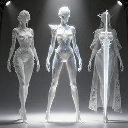 a full body character design by artgerm, cushart krenz, greg rutkowski and alphonse mucha. sci - fi dagger. white tape project show attctive showgirl!! full body with helmet!! sharp edge. ultra clear detailed. contour light effect!! 8 k. stage light. ultra detailed, elegant, intricate, octane render.