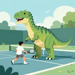 “dinosaurs playing tennis”