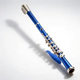 sapphire blue flute, commercial catalog photo, isolated on a pure white background, centered, entire object in frame, sharp focus, soft studio lighting