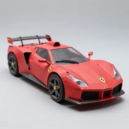 Ferrari made of paper mache, paper mache art