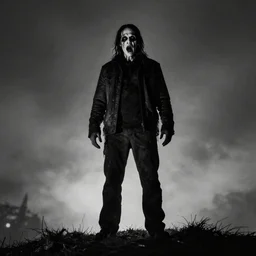 Ted Cruz standing on a hill, black and white, creepy lighting, scary, horror, ornate, eerie, fear
