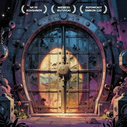very detailed, prophet graphic novel, ilya kuvshinov, mcbess, rutkowski, simon roy, illustration of a large vault door, wide shot, colorful, deep shadows, astrophotography