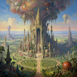 a beautiful epic stunning amazing and insanely detailed matte painting of alien dream worlds with surreal architecture designed by heironymous bosch, mega structures inspired by heironymous bosch's garden of earthly delights, vast surreal landscape and horizon by cyril rolando and andrew ferez and thomas kinkade and filip hodas, masterpiece!!, grand!, imaginative!!!, whimsical