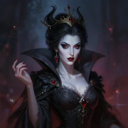 the queen of vampires, matte fantasy painting, detailed portrait, cinematic lighting, deviantart artstation by brom, by greg rutkowski, by alena aenami, rendered in octane, bokeh