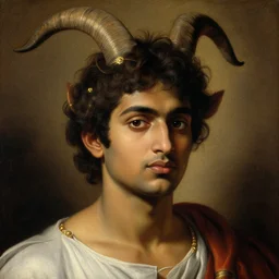 detailed potrait of pretty 8 0's srilankan men as with goat head as greek god in baroque style, painting by james jean, craig mullins, j. c. leyendecker, lights, art by ernst haeckel,