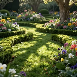 feet flowers in a well manicured garden, hd, render