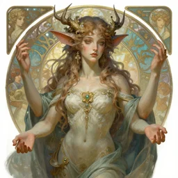 a beautiful elemental entity with many hands, highly detailed, digital painting, artstation, concept art, sharp focus, unreal engine 5, art by alex ross, alphonse mucha