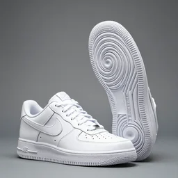 The soles, bottoms of White Nike Air Force One Sneakers